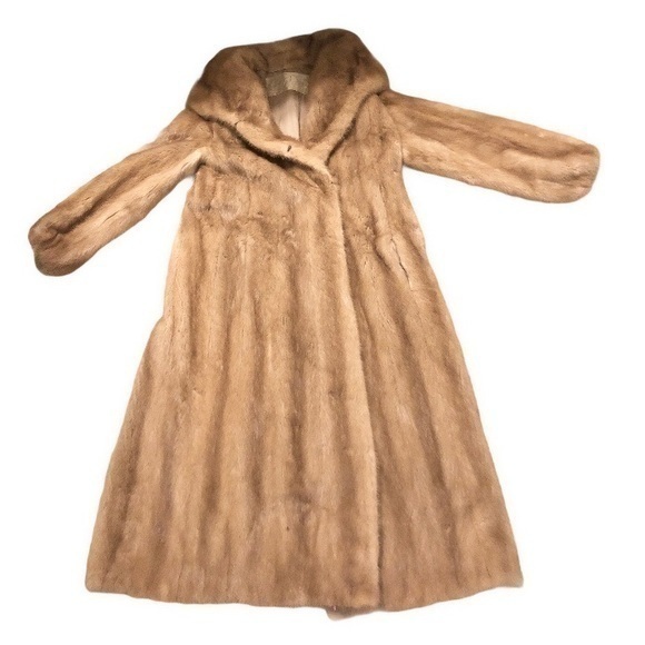 Vintage golden mink full length long fur coat RARE - Picture 1 of 6